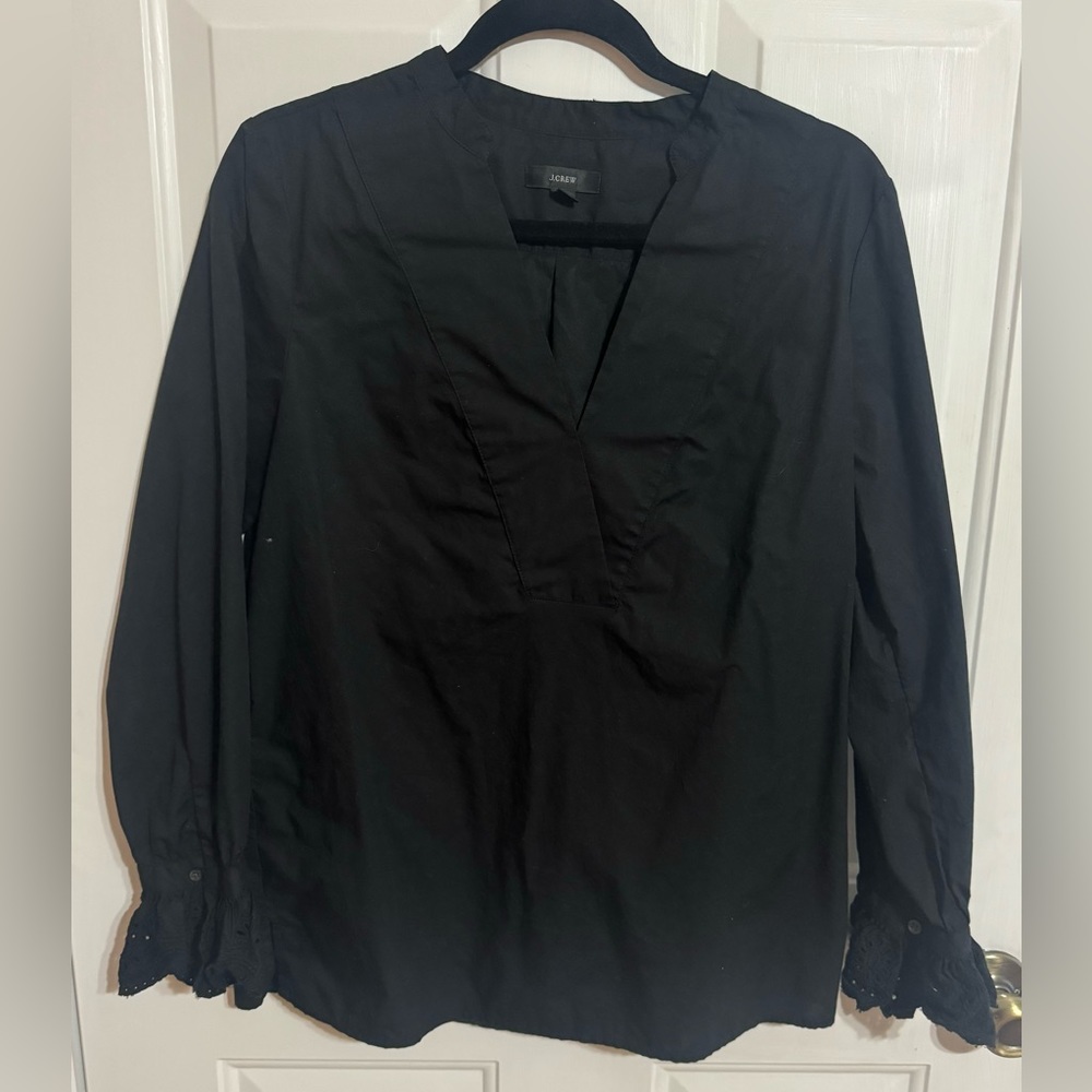 J Crew Eyelet Embroidery Long Sleeve Blouse